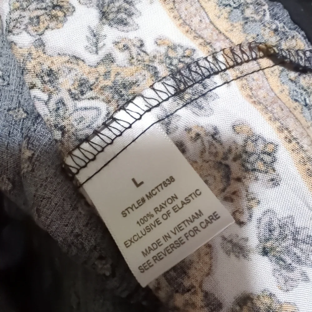 RYAN MICHELLE BLACK LONG FLORAL RUFFLE DRESS SHORT SLEEVE ELASTIC NECK LARGE NWT - Picture 6 of 8